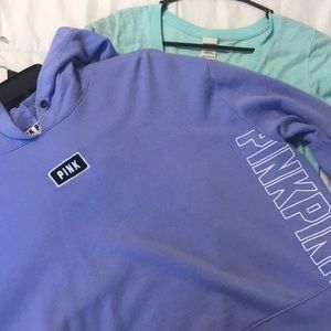 A hoodie and shirt. Both PINK vs